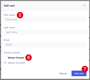 Add new user to Wecan Comply 3