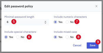 Customise the password policy 2