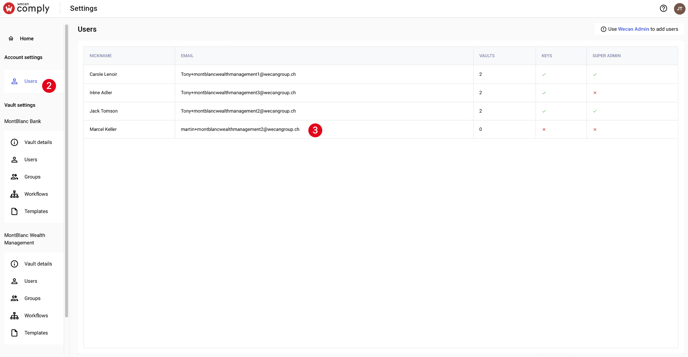 Grant access to Wecan Comply 2