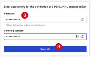 create and confirm second password